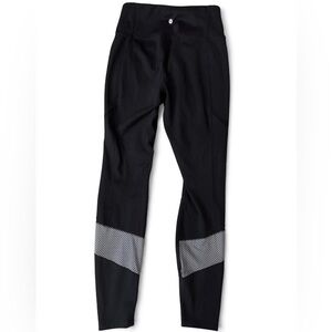 Avia Black Mesh-Panel Active Leggings